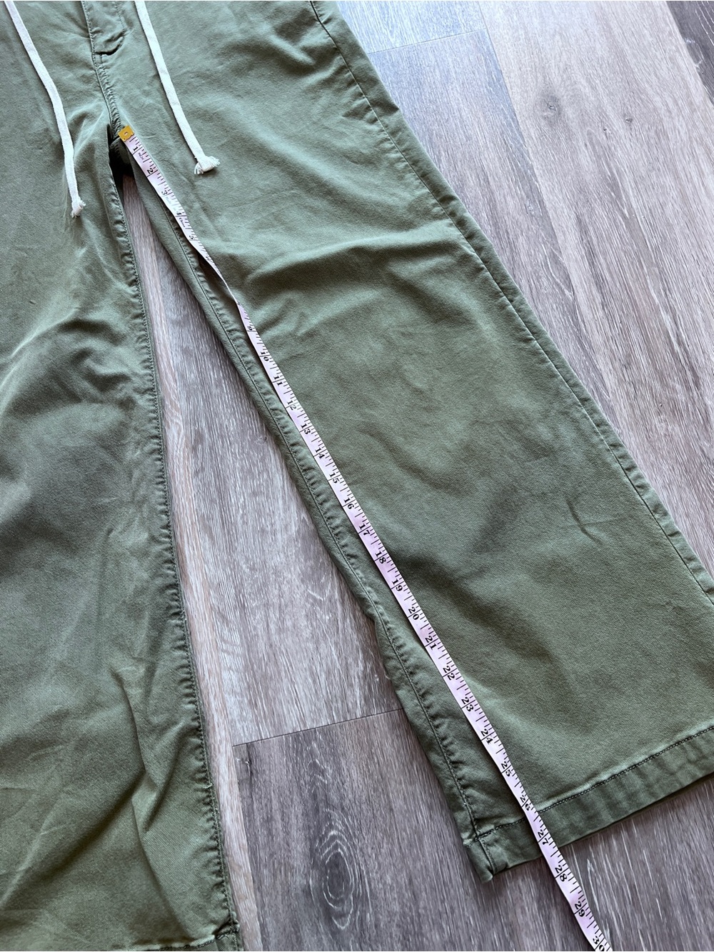 Paige Carly jeans vintage green wide leg mid rise tie waist - Picture 4 of 10